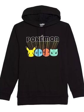 Hot Topic Unisex Retro Collectible Pokémon Black Hoodie Sweatshirt Size XL NWOT